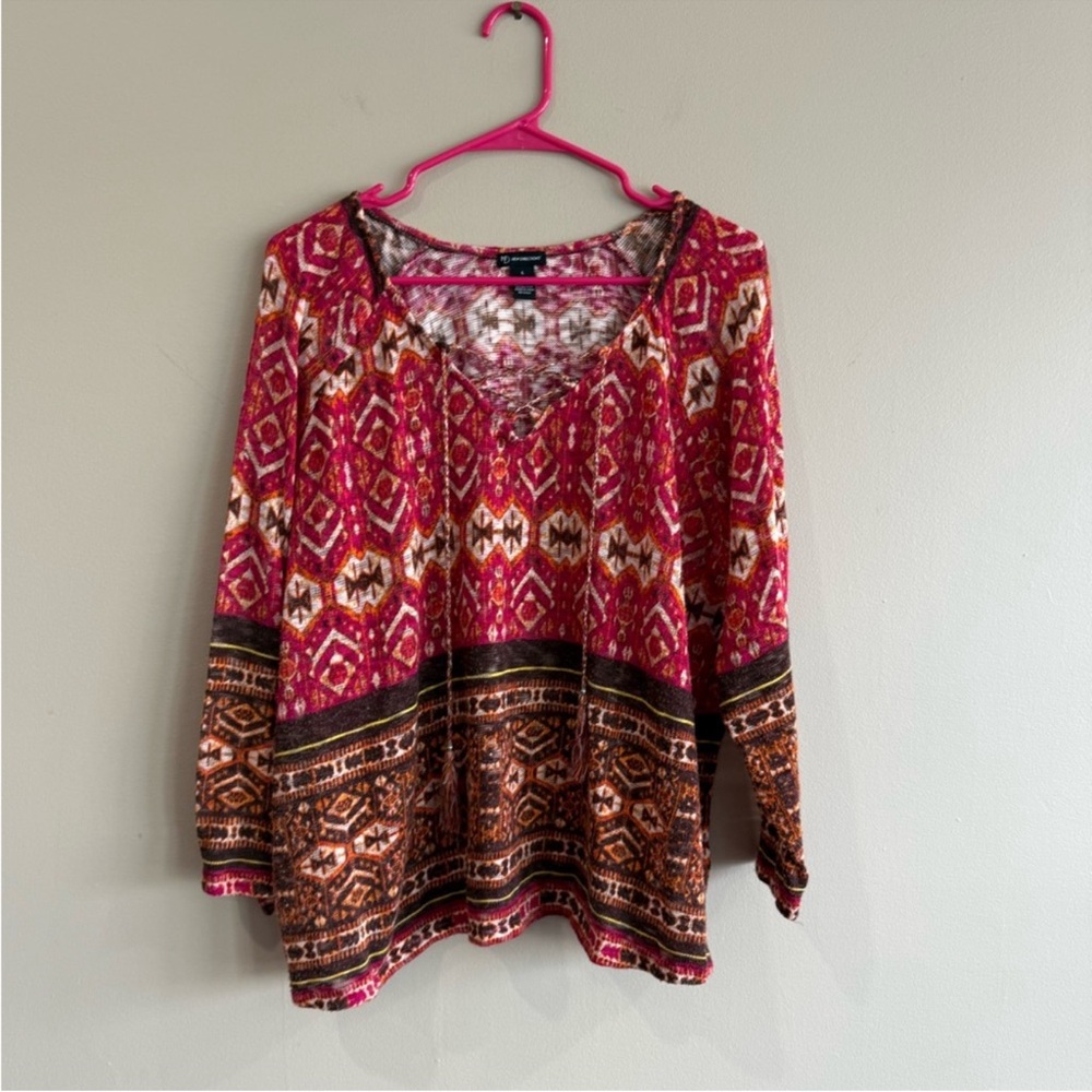 New Directions Pink and Brown Graphic Sweater - Picture 7 of 7